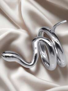 1pc Snake-Shaped Open Ring, Fashionable Stainless Steel Ring, European And American New - Yellow Gold - View 3