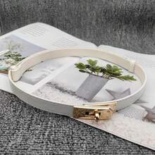 3/1pc Fashionable And Versatile Women's Thin Belt, Thin PU Leather With Gold Buckle Dress Belt, Pants, Suit, Daily Commuting And Leisure Belt, Good Things For Friends, Family And Girlfriends Fall, Autumn, Halloween