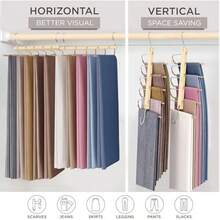 MORALVE Pants Hangers Space Saving -  European Beechwood Scarf And Jean Hangers - Closet Organizer And Space Saver Pant Rack, Leggings Hanger, And Scarf Holder With 360° Swivel Hook(1 Pack Natural) - Type5 - 查看 4