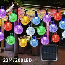 Solar-betriebene Outdoor-Lichterkette - 5 Meter 20 LED, 12 Meter 100 LED, 22 Meter 200 LED, Kristallkugel Lichterkette, mit 8 Beleuchtungsmodi, geeignet für Gärten, Camping, Weihnachtsdekoration, verschiedene Feste und Partydekorationen