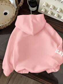 Tween Girl Graphic Print Thermal Lined Hoodie Sweatshirt, Warm & Comfortable For Autumn/Winter