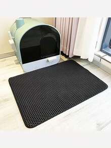 2-Layer EVA Cat Litter Mat, Anti-Tracking, Anti-Splash, Waterproof, Indoor Home Use Cat Litter Box Mat - Black - View 4