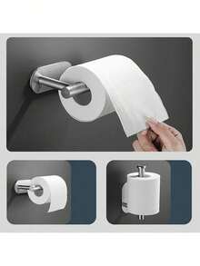 1 Piece Self-Adhesive Wall Mounted Stainless Steel Paper Towel Holder, Easy To Install, Suitable For Kitchen, Bathroom, Cabinet, Sink, Balcony, Can Also Be Used To Store Plastic Wrap/Paper Towels, A Must-Have Multi-Purpose Paper Towel Storage Product!
