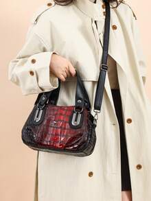 Bolso de mano de mujer con estampado de cocodrilo de lujo, bolso de hombro de gran capacidad y versátil de moda, bolso minimalista para ir al trabajo