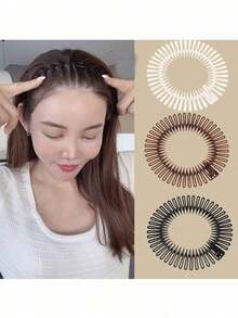3/1pc Flexible Circular Stretch Hair Combs, Headband Hairband Holder For Women Girls Zig Zag Style Circle Headbands With Teeth For Women's Hair Accessories ,Hair Styling Tools ,Hair Styling Kit