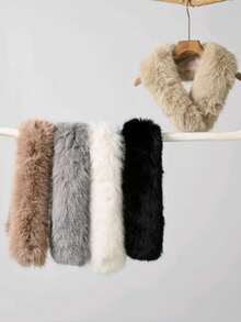 1 szt. Jednokolorowy, puszysty, zimowy szalik ocieplający szyję dla kobiet, gruby i ciepły, idealny na sukienkę