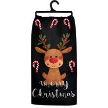 2 pièces/100 pièces Serviettes de cuisine et gants de vaisselle avec motif de rennes de Noël et de cannes en bonbon, convenant à la décoration intérieure des restaurants, cuisines et salles de bain, à la décoration de fête, aux cadeaux de fête, en tant que cadeau