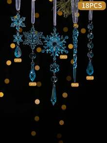 5/6/10/18 Pcs Home Decor Christmas Acrylic Transparent Snowflake Pendant Christmas Icy Decorative Pendant Christmas Tree Crystal Set Pendant,Christmas Tree Decorations Christmas Ornaments,Christmas Atmosphere Decoration Props, Christmas Decorations Gift, Wedding Birthday Party Holiday Decorations, Christmas Decor, Room Decor, Home Decor Winter