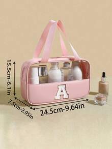 1pc Large Capacity Travel Makeup Bag, Handheld Cosmetic Organizer Bag, Portable Toiletry Bag, Makeup Brush Holder, Skincare Products Storage Bag, Handbag, Waterproof Bathroom Toiletry Bag, Suitable For Lipstick, Makeup Brushes, Eyeshadow, Mirror, Eyeliner, Lip Gloss, Skincare, Toothbrush, Toothbrush Cup, Soap, Shampoo, Comb, Watch, Phone, Necklace, Jewelry, Digital Products, Storage, Christmas Gift, Gift For Women, New Year Gift Wash Bag For Travel For Bathroom For Women