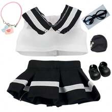 5pcs/Set New Fashion Sleeveless JK Uniform Outfit, School Style Mini Skirt [Top + Skirt], Suitable For 17cm Doll, Clothes, Shoes, Accessories, Glasses, Backpack For Labubu, Halloween & Christmas Gift (Doll Not Included) - Multicolor - View 9