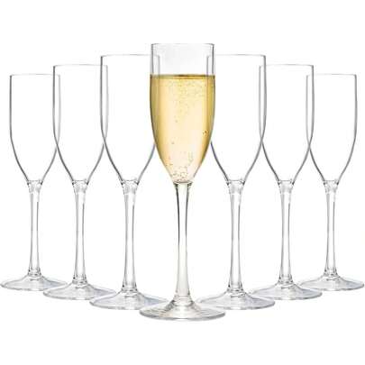 Acrylic Champagne Flutes, 5 Oz Unbreakable Goblet Glasses, Reusable Champagne Toasting Cups, Clear Champagne Glasses, Elegant Plastic Martini Glasses - Perfect For Cocktails, Champagne & Desserts - Reusable, Mousse Cups,