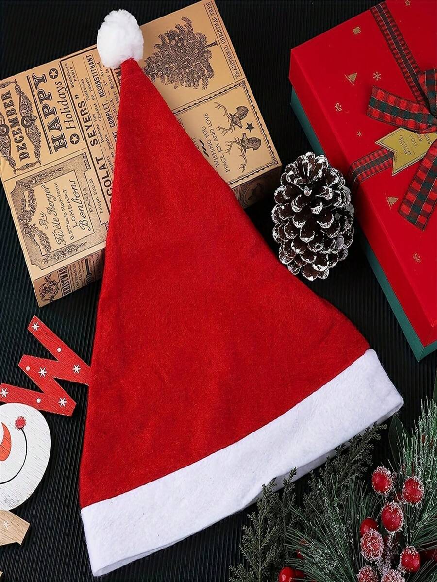 10/20pcs Polyester Santa Hats For Holiday Parties - Non-Electric, Disposable Christmas Caps For Adults - Festive New Year's Eve Party Supplies Christmas Decorations Winter Room Decor Christmas Decorations Home Christmas Gifts Christmas Decor