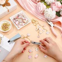 132pcs Keychain Making Kit, Includes Zinc Alloy Charms/Extension Chains/Keyring Clips/Beading Supplies And Jewelry Pliers - DIY Craft And Jewelry Making For Adults, Suitable For Women - Keychain Pendant Set - View 4
