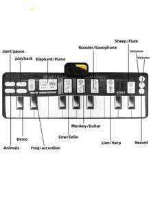 1 pezzo Tappetino musicale per pianoforte per bambini, tappeto elettronico multifonzione per gioco di batteria con i piedi, regolazione del volume, riproduce suoni di animali diversi, 6 modalità strumentali, tappetino per pianoforte impermeabile, tappeto da ballo musicale, regalo di Natale per bambini e bambine, adatto per interazione genitore-figlio in casa, richiede 3 batterie AA (non incluse)