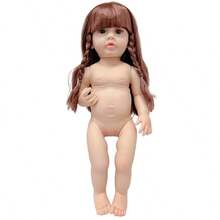 1 pièce Poupée Reborn en vinyle de 22 pouces/55 cm avec de longs cheveux dorés, jouet de compagnie lavable, cadeau d'anniversaire et de Noël - poupée de 55 cm - Voir 5