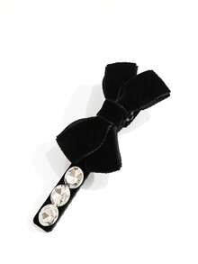 1个复古优雅女士天鹅绒水钻蝴蝶结发夹，适合日常佩戴，甜美校园风，情人节必备，蝴蝶结发夹，发卡，校园用品，大学，冬季女装，蝴蝶结，可爱，派对造型，发饰 - 黑色 - 查看 8