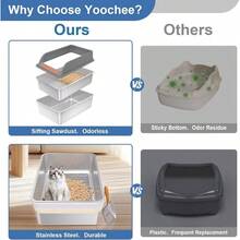 - Caja de de acero inoxidable con tapa, caja de para gatos con tamiz XL extragrande para pellets de pino y gatos grandes, sistema de bandeja de para control de olores, con - XL[23,6'' de largo * 15,7'' de ancho * 12'' de alto] - Ver 3