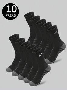 5 Pairs/10 Pairs/20 Pairs Black And White Thick Men's Winter Socks, Fashionable, Casual, Comfortable, Outdoor Sports, Running, Fitness, Compression Knee Socks, Business Leisure Vacation Black And White High Tube Socks Christmas, Thanksgiving, New Year Holiday Gifts (Thick)