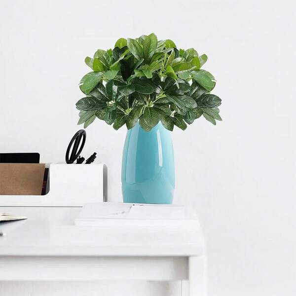 2pcs 9-Heads Artificial Shrub Plants, Fake Silk Schefflera Bushes Faux Greenery Leaf Arrangements For Indoor Outdoor Garden Office Table Centerpieces Spring Summer Home Decoration