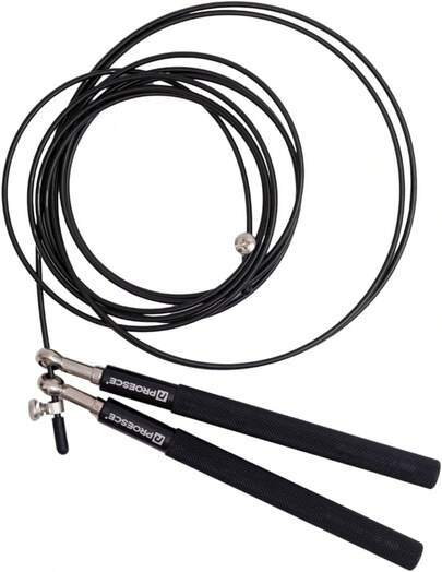 Cuerda para Saltar Tipo Negra |   de Aluminio con Recubierto de PVC |   Velocidad Ajustable para Boxeo, Cardio, HIIT, Fitness