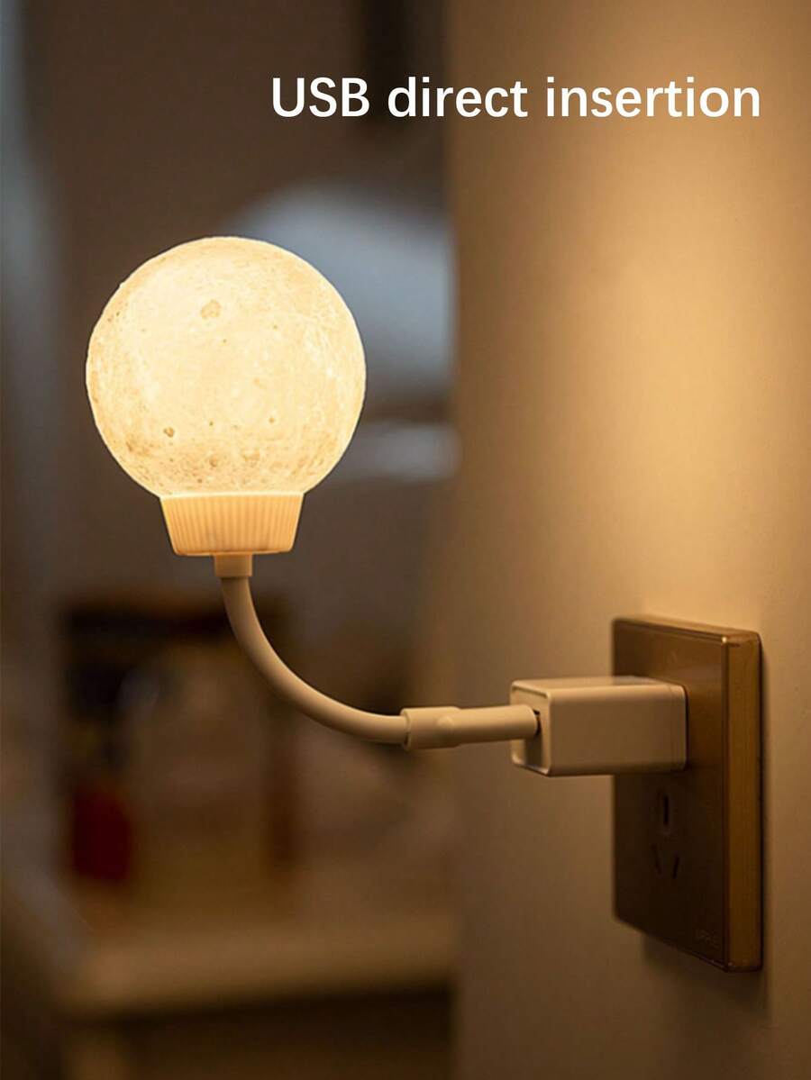 1 件月亮 USB 夜灯，USB 供电 LED 夜灯，暖光，儿童卧室床灯，月亮形房间 LED 装饰灯，用于室内卧室、客厅、办公室，适用于儿童男孩和女孩房间装饰灯、婴儿房装饰、青少年房间装饰
