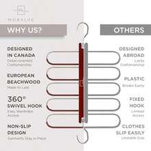 MORALVE Pants Hangers Space Saving -  European Beechwood Scarf And Jean Hangers - Closet Organizer And Space Saver Pant Rack, Leggings Hanger, And Scarf Holder With 360° Swivel Hook(2 Pack Mahogany) - Type3 - 查看 5