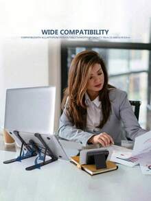 1PC Universal Laptop Tablet Stand, Hanging Plastic Folding Portable Stand, Easy To Increase Height And Heat Dissipation 6-Level Adjustable Portable Foldable Laptop Stand Cooling Holder ﻿,Laptop Stand, Desktop Folding, Mobile Phone, Tablet Height Increasing, Suspended Stand, Portable With Heat Dissipation Base