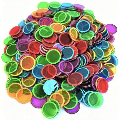 100个17毫米五色（黄、紫、蓝）磁性透明宾果计数筹码，带金属边 - 复活节礼物、礼品、完美礼物