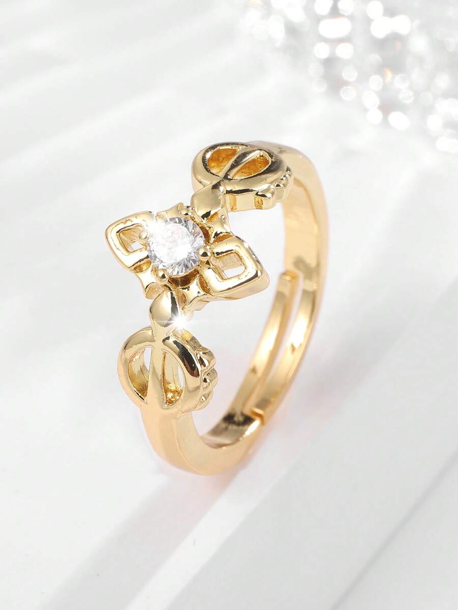 1pc Fashionable Baroque Style Adjustable Ring For Women's Daily Wear