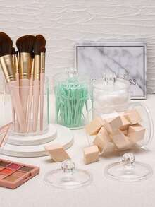 4 pièces Boîte de rangement cosmétique, support pour cotons-tiges, boîte de rangement pour salle de bain, distributeur de disques ronds/fil dentaire pour le classement et le rangement. Flacons de voyage pour la salle de bain, les voyages, l'extérieur, les affaires, étanches et portables