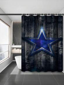 1/4 Stücke Vintage Stern Fußball Serie Duschvorhang Set mit rutschfester Matte, Fußball Serie Badezimmer Dekoration, Badezimmer Zubehör beinhaltet Badematte, U-förmige MatToilette, WC-Sitzabdeckung, wasserdichter 70.87x70.87 Inch Duschvorhang mit 12 Haken, verschiedene Größen erhältlich Weihnachtsdekoration