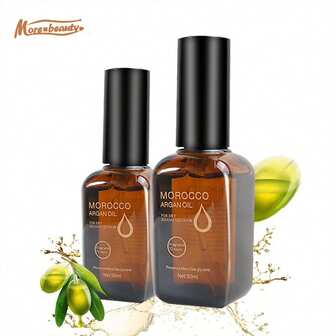 MORE BEAUTY  1/2/3/5 piezas de aceite de argán puro aceite para el cabello 96% - reparación profunda para cabello ondul/ liso y extremos secos - Unisex - sulfato y Paraben libre