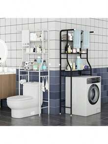 A Punch-Free Bathroom Toilet Storage Rack Floor-Standing Toilet Rack Storage Rack - White - View 3