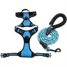 Arnés para perro sin tirones con 1 clip para correa, ajustable y acolchado suave, chaleco para mascotas de Oxford reflectante sin ahogo con asa de control fácil