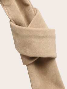 女士新月形单肩包，纯色麂皮，大容量，铆钉装饰，复古百搭通勤风单肩包，适合外出 - 卡其色 - 查看 5