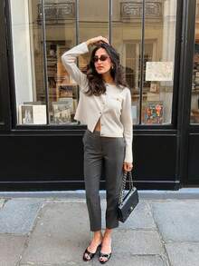 HoloChill Women's Casual Style Round Neck Contrast Button Front Cardigan, 2025 Autumn/Winter New, Christmas