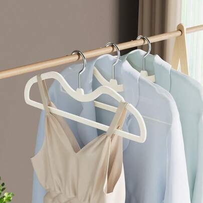 10个装优质短颈毛绒衣架，多功能塑料防滑晾衣架，节省空间的衣柜收纳架，防滑衣肩不突出，适合所有季节，房间装饰，节日装饰，家庭必备