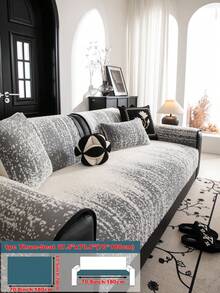 1pc Simple & Fashionable Sofa Cushion Cover, Thick Plush Skin-Friendly Sofa Slipcover For Autumn/Winter, Elegant European-Style Luxury Sofa Seat Pad, Anti-Slip Anti-Dust Anti-Cat Scratch Sofa Protector, Suitable For Living Room, Bedroom, Study, Office, Club, Party, 1-4 Seater Sofa, L-Shaped Sofa