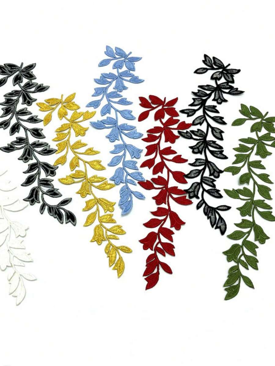 1 miếng vá thêu hình lá lớn dài ủi lên huy hiệu, phụ kiện trang trí váy áo khoác quần jean tự làm, điểm nhấn cây xanh nhiều màu - Nhiều màu - Xem 1