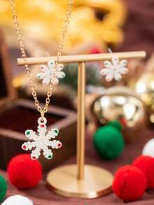 3pcs/Set Fashionable Christmas Santa Hat Pendant Necklace Earrings Set, Suitable For Christmas Decoration And Daily Wear, Christmas Gift For Family And Friends