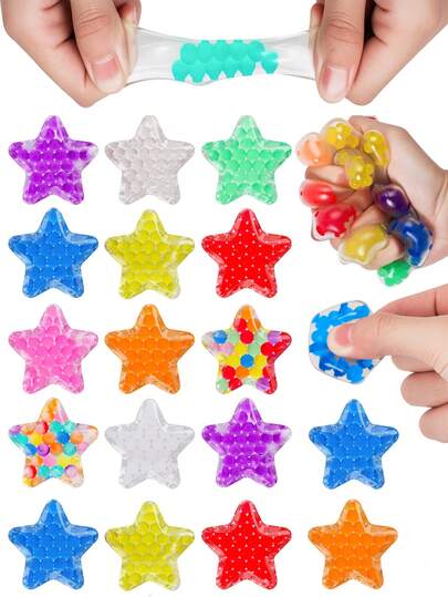 2pcs Star Shaped Stress Relief Squeeze Balls - Stretchable, Colorful Toys For Adults, Grape Ball Breathable Squeeze Toys, Gift Bag Filler, Piñata Filler, Random Style And Color