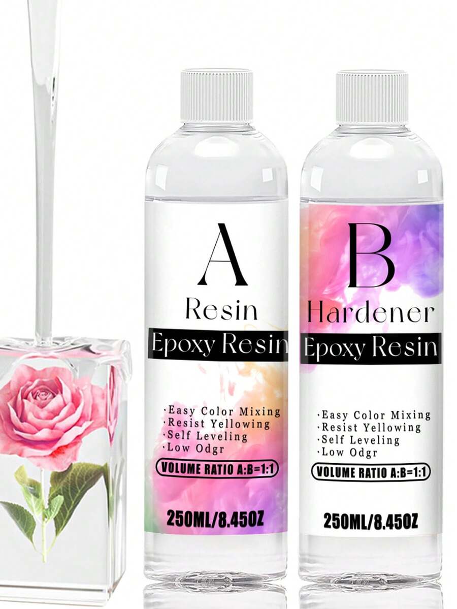 240ml-500ml Epoxy Resin Kit -Epoxy Resin Casting Kits - Crystal Clear Epoxy Resin Kit - Self-Leveling, High-Glossy, No Yellowing, No Bubbles Casting Resin Perfect For Crafts, Table Tops, DIY 1:1 Ratio - Epoxy Resin - View 1