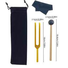 Aluminum Alloy Tuning Fork, 128Hz/256Hz/528Hz Frequency Adjustment, Yoga Meditation Energy Regulator With Mallet And Velvet Bag - Gold - View 16