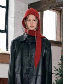 1pc Women's Autumn And Winter Hat Scarf All-In-One Balaclava Hat Street Knitting Fabric Patch Outdoor Warm Cold Wool Cap Winter Gear Valentines Gift - Multicolor - View 2