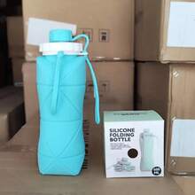 可折叠水瓶硅胶折叠水瓶，硅胶折叠水瓶，适合旅行，易于携带的设计和紧凑的尺寸，旅行户外运动锻炼易于携带的设计和紧凑的尺寸，20 盎司 - 彩色 - 查看 14
