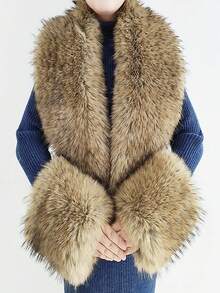 1. Faux Fur Collar & Cuff Set, Warm Faux Fur Scarf, Fluffy Oversized Furry Shawl Wrap For Women In Winter, Suitable For Dresses, Christmas Decoration - Multicolor - View 76