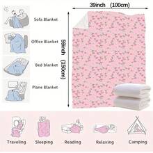 1 pieza Manta de franela con tema floral rosa, lavable a máquina, suave y cómoda, manta de lana ligera, decoración del hogar, adecuada para todas las estaciones, regalo para amigos, adecuada para sofás, camas, coches, oficinas, campamentos, viajes, al aire libre, adecuada para regalar a familiares y amigos. El regalo perfecto para hijos, hijas, abuelas, abuelos, padres, madres, tíos y tías, perfecto para Halloween, Navidad y Acción de Gracias