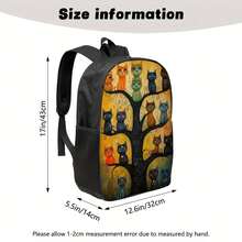 1pc Artistic Cat Tree Pattern Backpack For Adults - Large Capacity, Lightweight & Washable Shoulder Bag With Secure Zipper Closure, Perfect For Work, Travel & Business Commuting, Commuter Backpack | Whimsical Design | Durable Construction - nâu sẫm - Xem 3