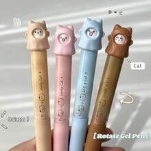 4 piezas Bolígrafos creativos de gato giratorios, bolígrafos de tinta negra de 0,5 mm, bolígrafos de moda para mujeres, útiles escolares, bolígrafos de diseño divertido, papelería linda, agarre cómodo, punta fina, bolígrafos de patrones múltiples, acción de giro, regalos para estudiantes, amantes de la papelería, suministros de oficina con patrón giratorio, pequeño regalo adorable unisex