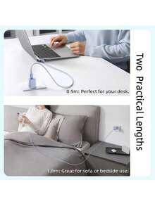 anker A81E Type-C Charging Cable, Durable Braided Layer, 100W Power, Smart Chip Protection, Compatible With Tablets, Laptops, And Smartphones, High-Efficiency Data Transmission, Data Transfer And Charging 2-In-1, White - White - View 4